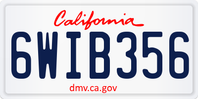 CA license plate 6WIB356