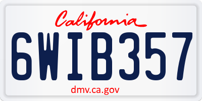 CA license plate 6WIB357