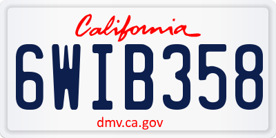 CA license plate 6WIB358