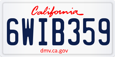 CA license plate 6WIB359