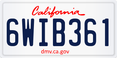 CA license plate 6WIB361