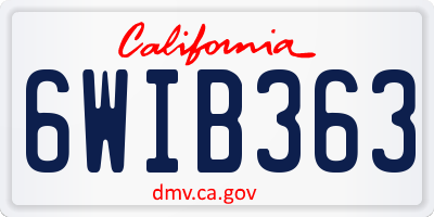 CA license plate 6WIB363