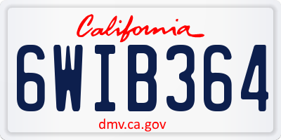 CA license plate 6WIB364