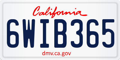 CA license plate 6WIB365