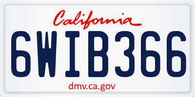 CA license plate 6WIB366