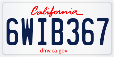 CA license plate 6WIB367