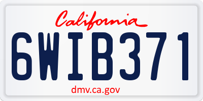 CA license plate 6WIB371