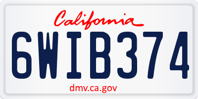 CA license plate 6WIB374