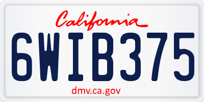 CA license plate 6WIB375