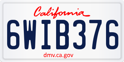 CA license plate 6WIB376