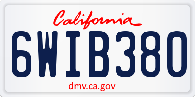 CA license plate 6WIB380