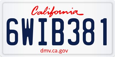 CA license plate 6WIB381
