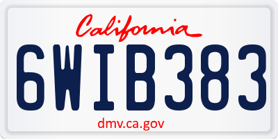 CA license plate 6WIB383