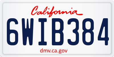 CA license plate 6WIB384