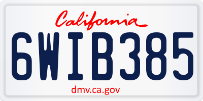 CA license plate 6WIB385