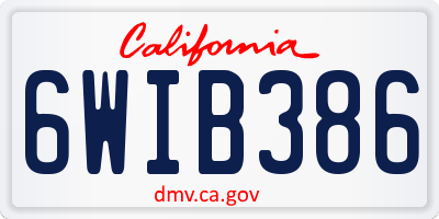 CA license plate 6WIB386