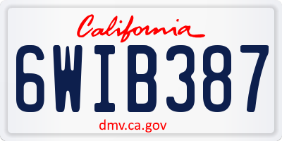 CA license plate 6WIB387