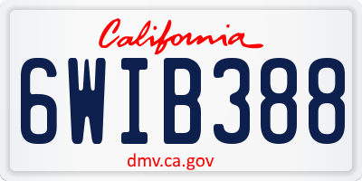 CA license plate 6WIB388