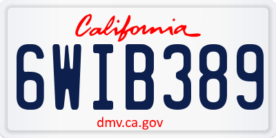 CA license plate 6WIB389