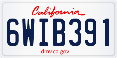 CA license plate 6WIB391