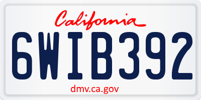 CA license plate 6WIB392