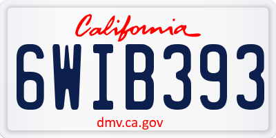 CA license plate 6WIB393