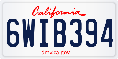 CA license plate 6WIB394