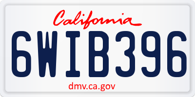 CA license plate 6WIB396