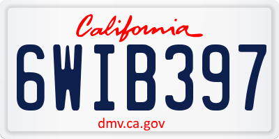 CA license plate 6WIB397