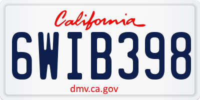 CA license plate 6WIB398
