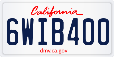 CA license plate 6WIB400