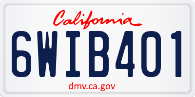 CA license plate 6WIB401