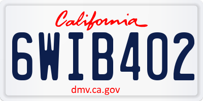 CA license plate 6WIB402