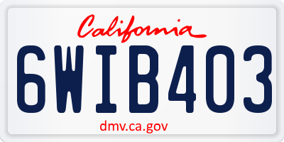 CA license plate 6WIB403