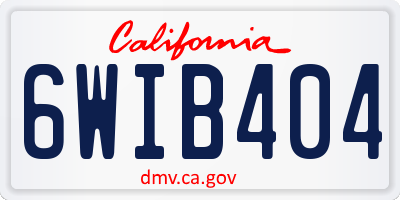 CA license plate 6WIB404