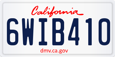 CA license plate 6WIB410