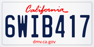 CA license plate 6WIB417