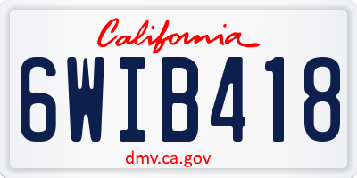 CA license plate 6WIB418