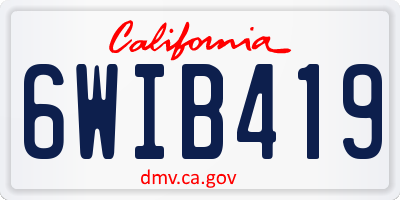 CA license plate 6WIB419