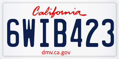 CA license plate 6WIB423