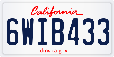 CA license plate 6WIB433
