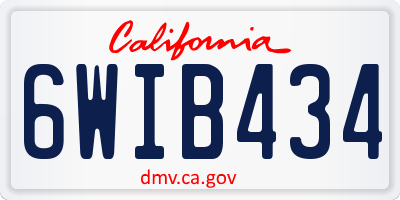 CA license plate 6WIB434