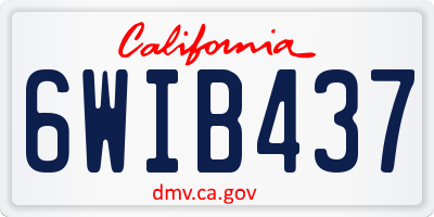 CA license plate 6WIB437