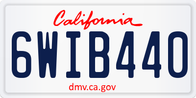 CA license plate 6WIB440