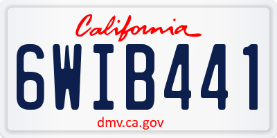 CA license plate 6WIB441