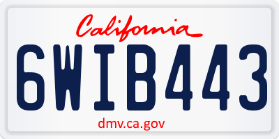 CA license plate 6WIB443