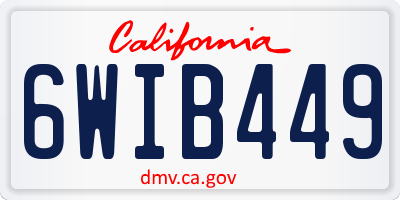 CA license plate 6WIB449