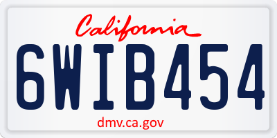CA license plate 6WIB454