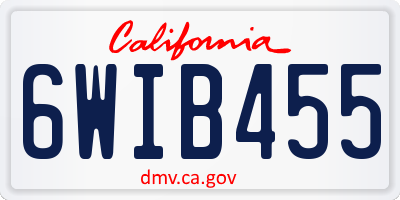 CA license plate 6WIB455