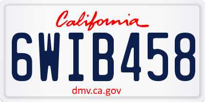 CA license plate 6WIB458